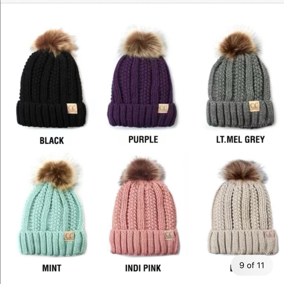 C.C. Fur Lined Pom Beanie - Picture 4 of 11